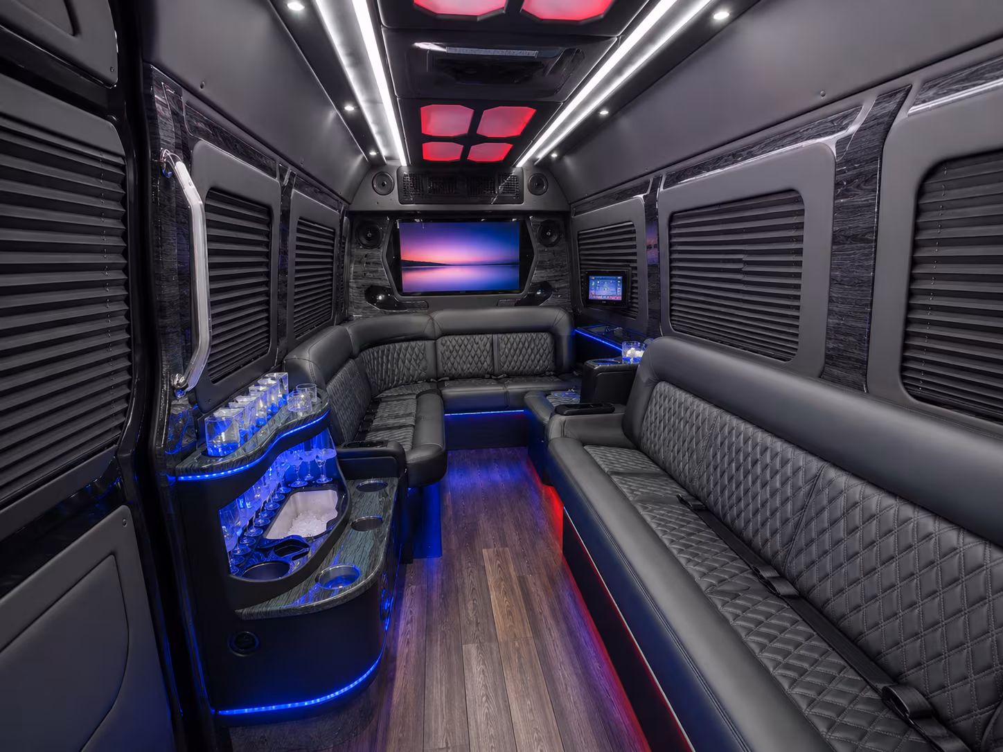 newport beach 30 passenger party bus interior