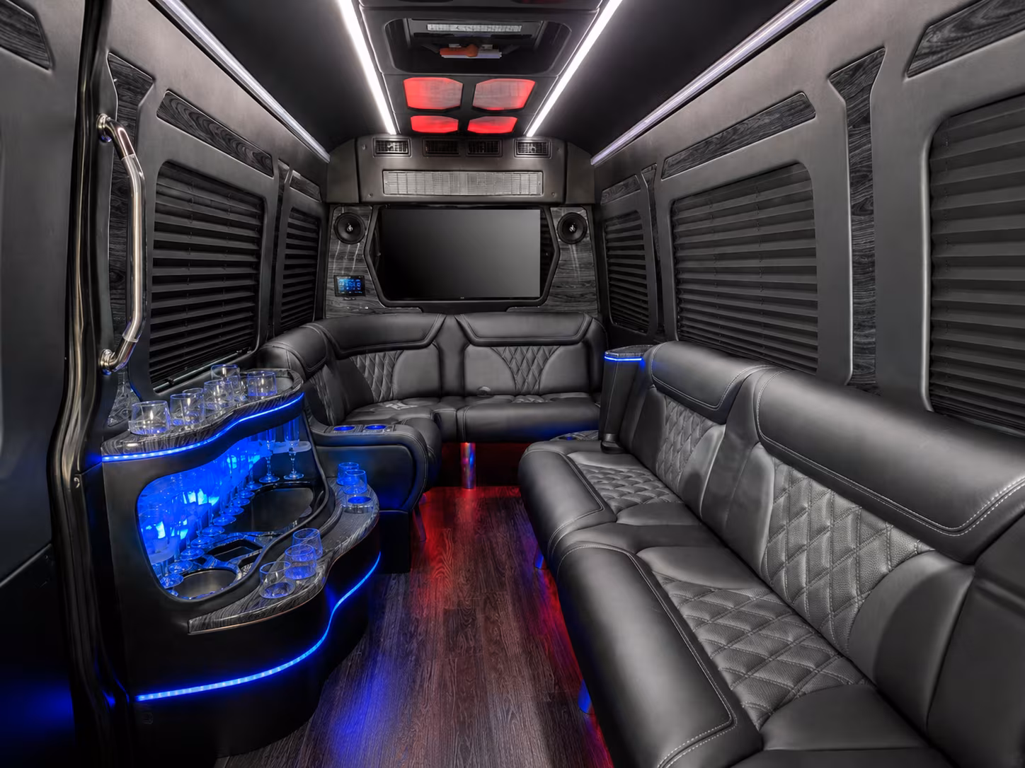 newport beach 40 passenger party bus interior